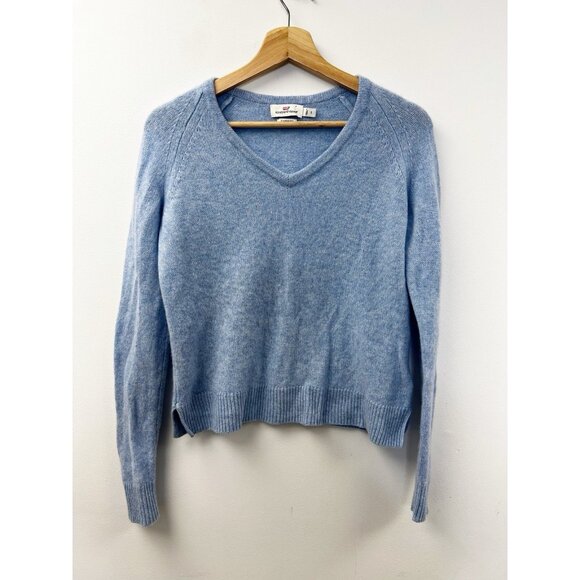 VINEYARD VINES Sweater Size Small Light Blue Soft V-Neck Cashmere Women’s - Picture 1 of 9